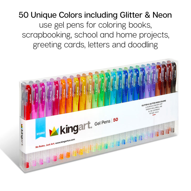 Gel Pens 50 Glitter Colors - Studio - KINGART
