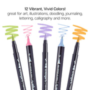 Twin-Tip™ Brush Pens 12 PASTEL Colors - Pro - KINGART