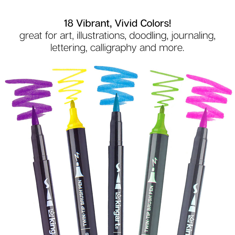 Twin-Tip™ Pro Brush Pens 18 Colors - MARKERS & PENS - KINGART