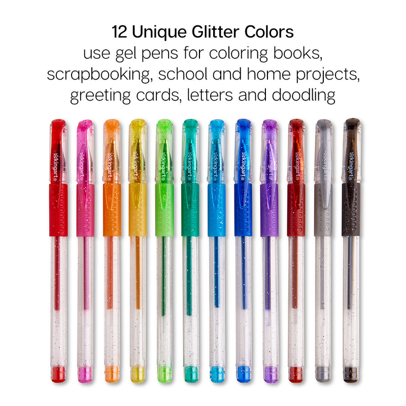 Sparkle Ink STUDIO Soft Grip Glitter Gel Pens, 2.5mm ink Cartridge, Set of 12 — KINGART