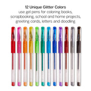 Gel Pens Soft Grip 12 Glitter Colors - Studio - KINGART