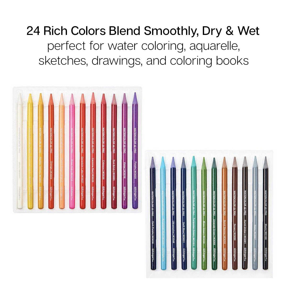 No Wood. All Color. PRO Woodless Watercolor Pencils, 24 Colors