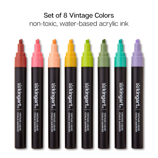 Liquid Chalk Markers 8 Vintage Colors - MARKERS & PENS - KINGART