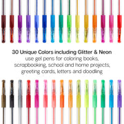 Gel Pens Soft Grip 30 Glitter Colors - Studio - KINGART