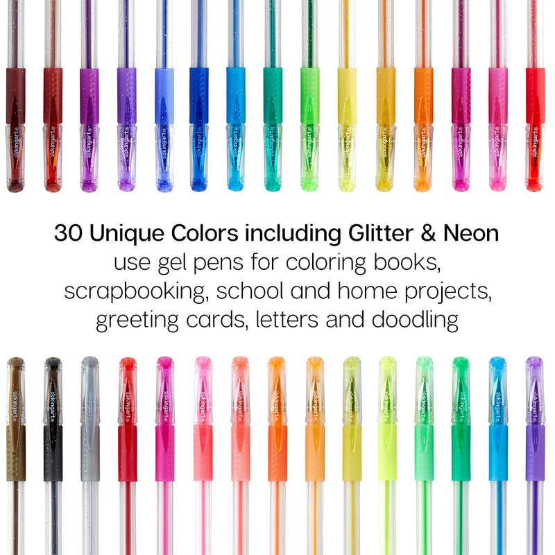 Gel Pens Soft Grip 30 Glitter Colors - Studio - KINGART