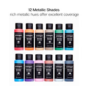 Acrylic Paint 12 Metallic Colors - Studio - KINGART