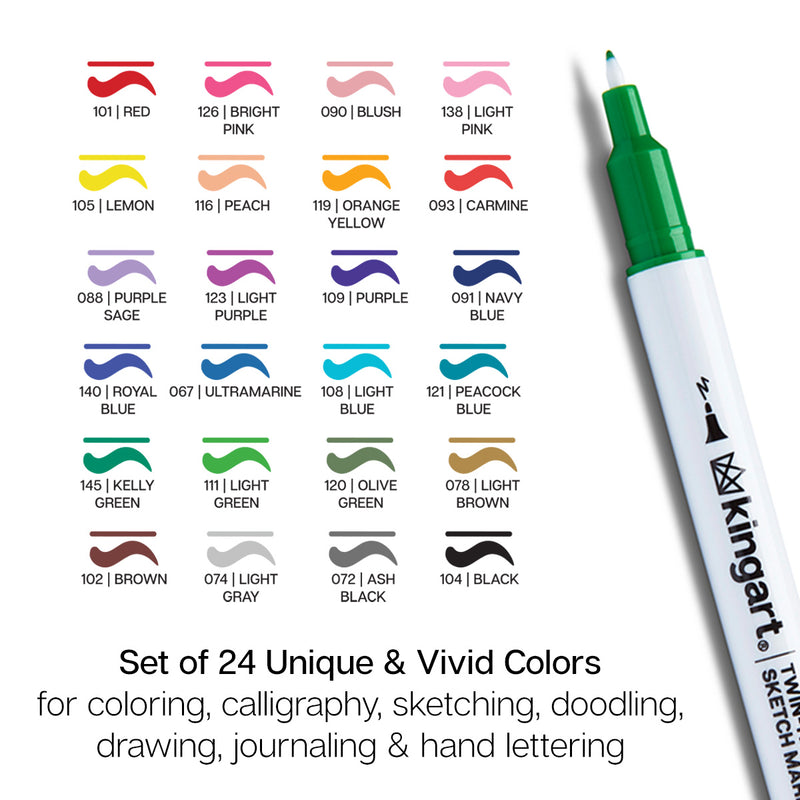 Twin-Tip™ Sketch Pens 24 Colors - Studio - KINGART
