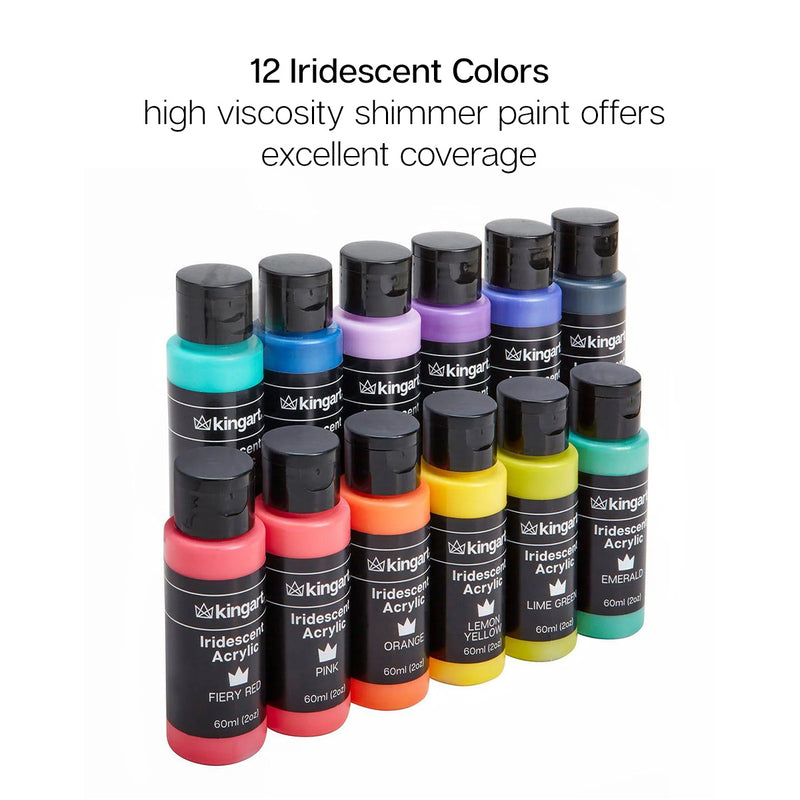 Acrylic Paint 12 Iridescent Colors - Studio - KINGART