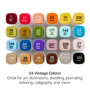 Double-Ended Alcohol Markers 24 Vintage Colors - MARKERS & PENS - KINGART