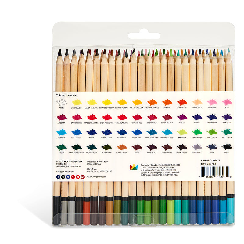 Colored Pencils, 48 Colors - Studio - KINGART®