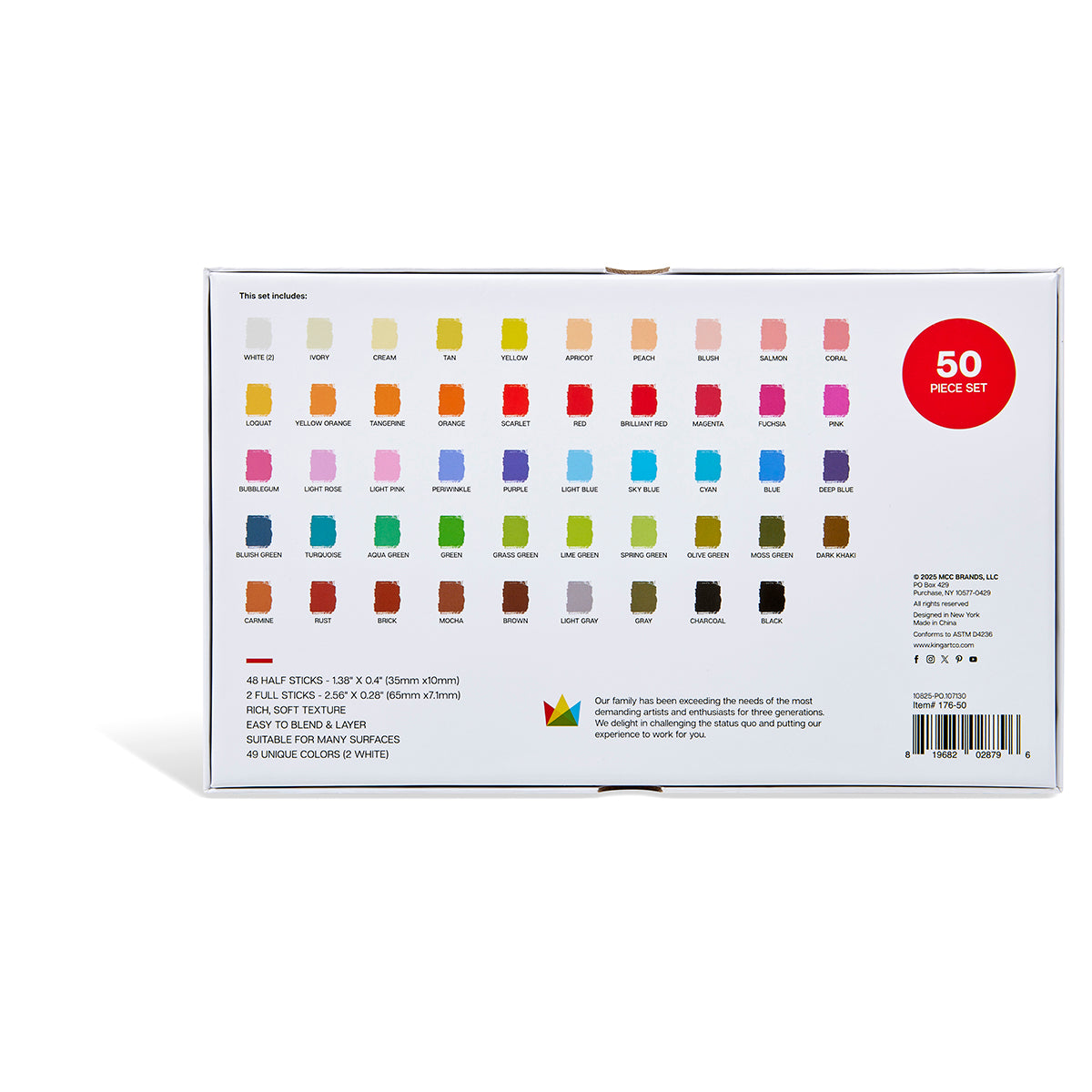 Soft Square Pastels Half Sticks 50 pc — KINGART