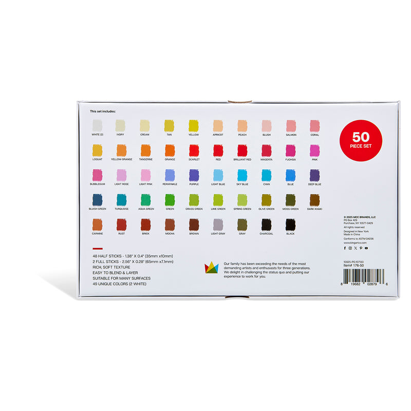 Soft Square Pastels Half Sticks 50 pc - DRAWING & SKETCHING SUPPLIES - KINGART