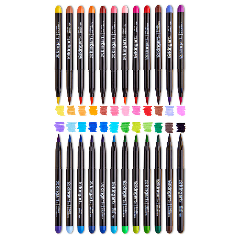 Coloring Brush Pens 24 Colors - Pro - KINGART
