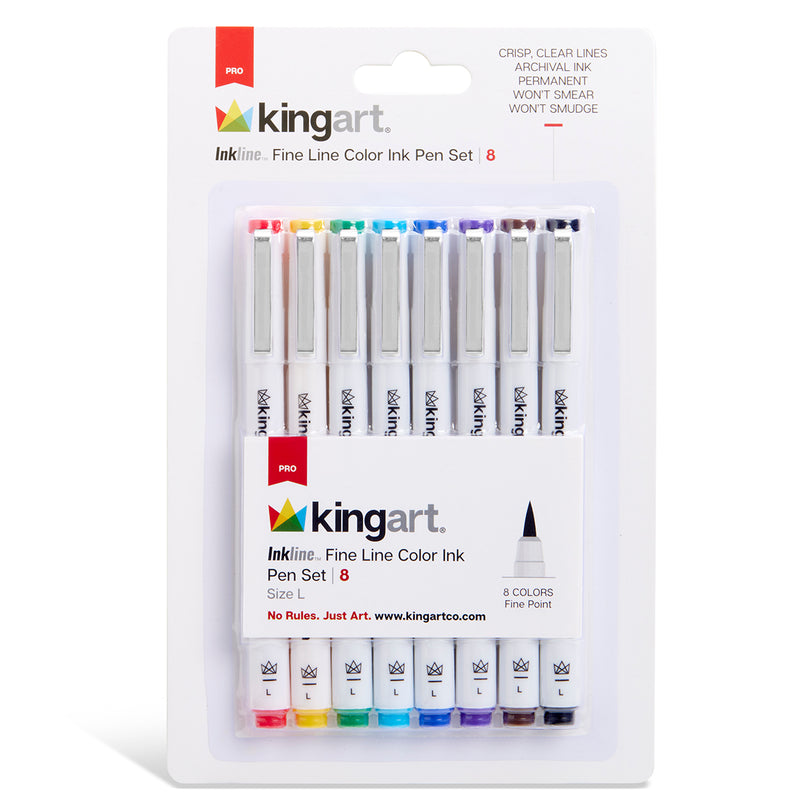 Inkline™ Large Tip Pens 8 Colors - Pro - KINGART