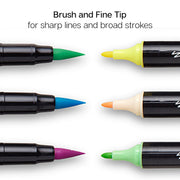 Twin-Tip™ Brush Pens 12 PASTEL Colors - Pro - KINGART