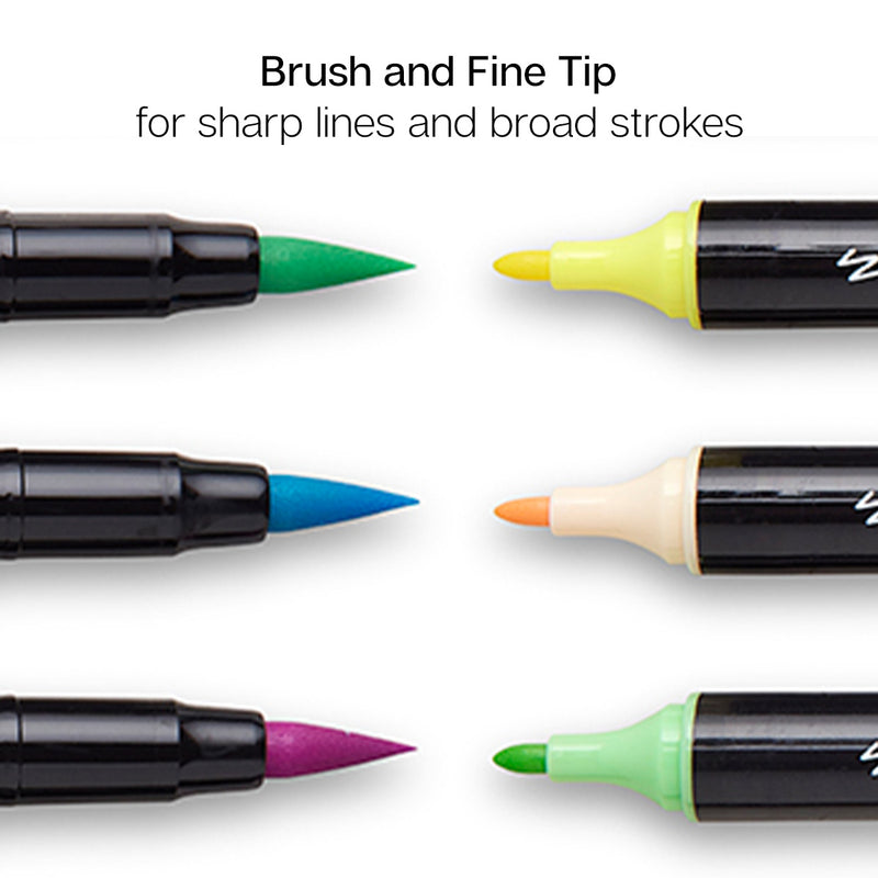 Twin-Tip™ Brush Pens 12 PASTEL Colors - Pro - KINGART