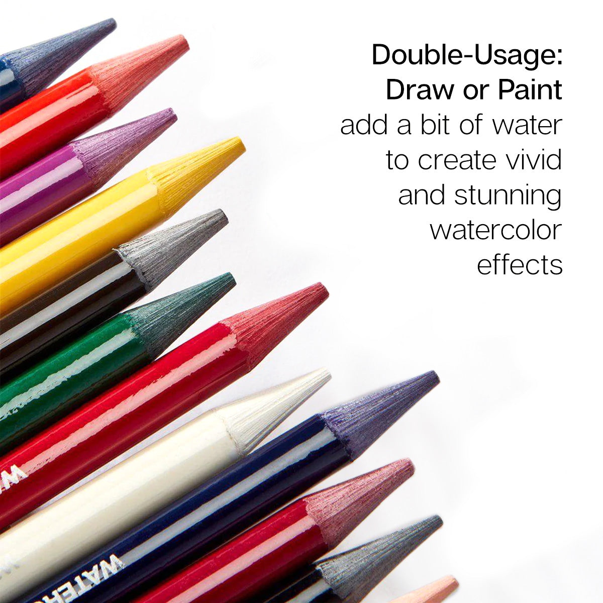 No Wood. All Color. PRO Woodless Watercolor Pencils, 24 Colors