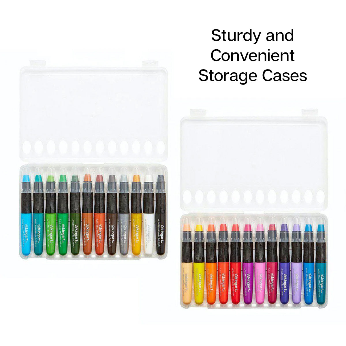 KINGART™ Artist Mixed Media Gel Stick Crayons, Set of 24 Unique Colors