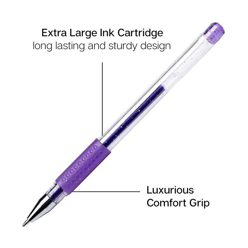 Gel Pens Soft Grip 12 Glitter Colors - Studio - KINGART