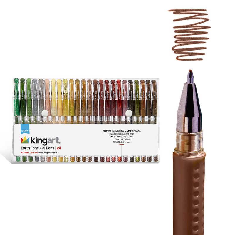 Gel Pens - Comfort Grip - Earth Tone - 24 Colors - Studio - KINGART