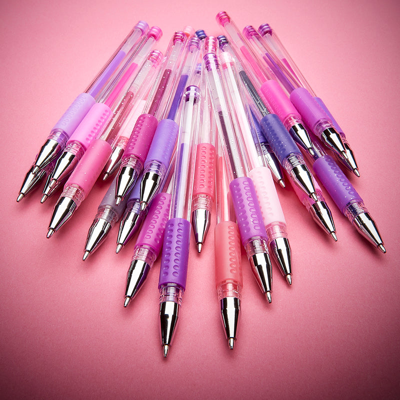 Gel Pens, Soft Grip, 24 Pink & Purple Tone Colors - Studio - KINGART®