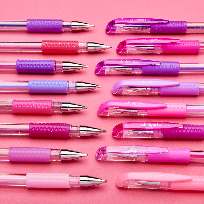 Gel Pens, Soft Grip, 24 Pink & Purple Tone Colors - Studio - KINGART®