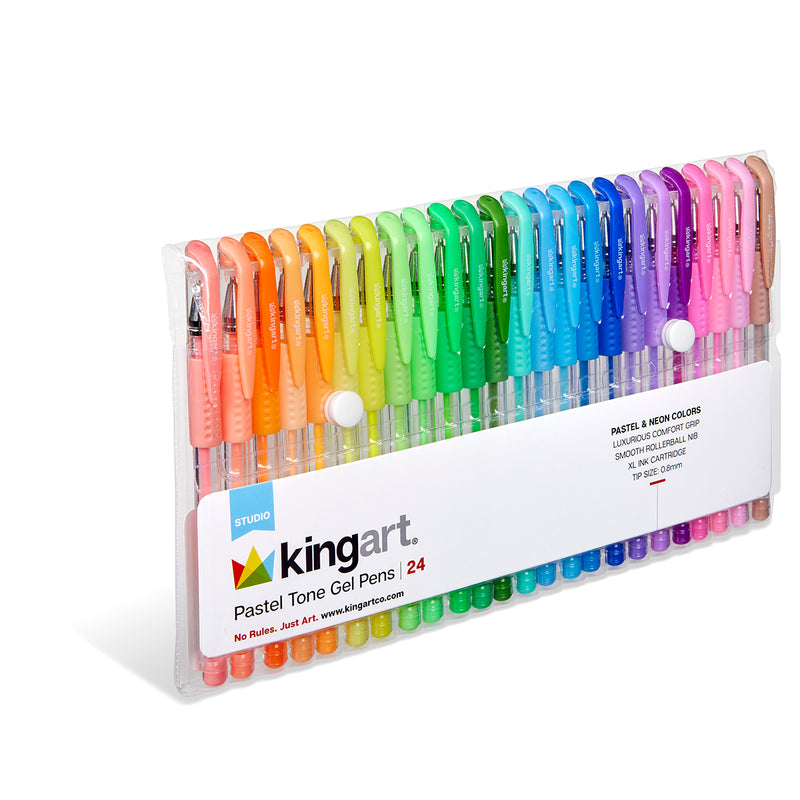 Gel Pens, Soft Grip, 24 Pastel Tone Colors - MARKERS & PENS - KINGART