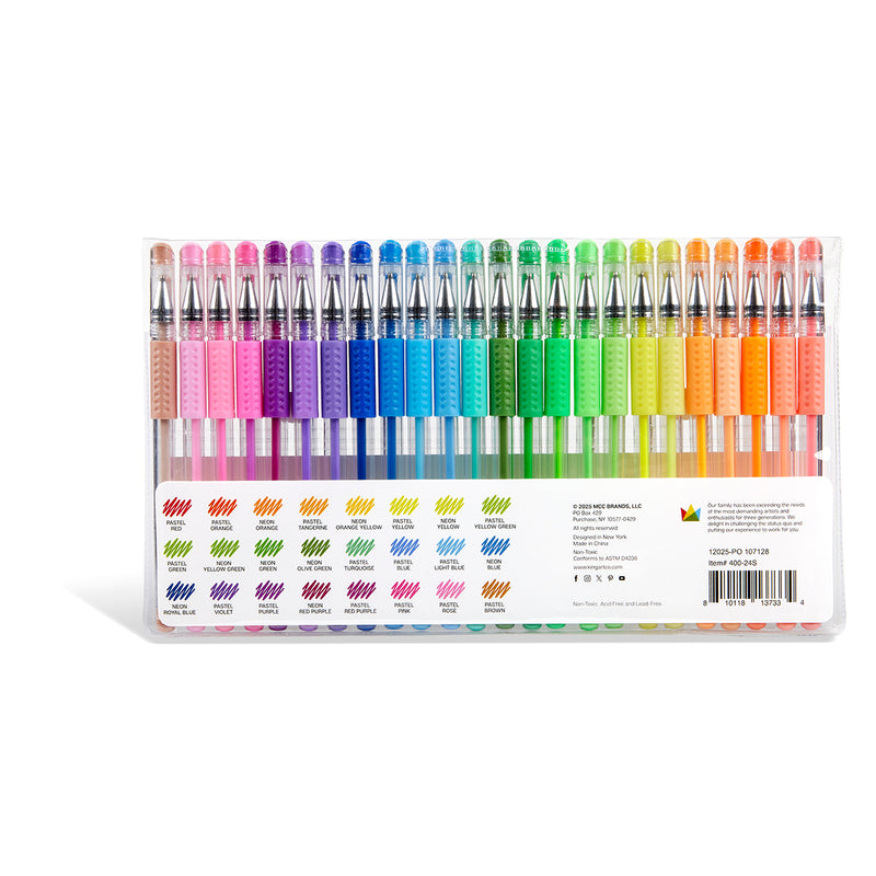 Gel Pens, Soft Grip, 24 Pastel Tone Colors - MARKERS & PENS - KINGART