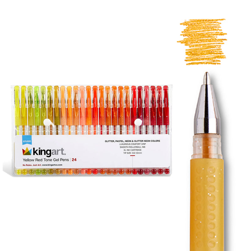 Gel Pens - Comfort Grip - Red & Yellow Tone - 24 Colors