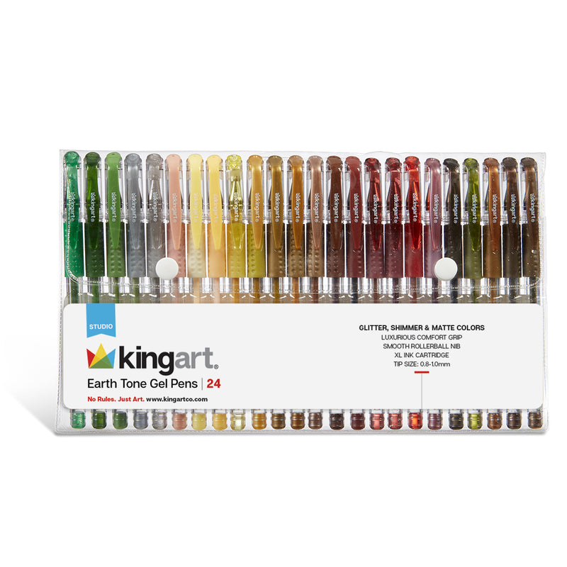 Gel Pens - Comfort Grip - Earth Tone - 24 Colors - Studio - KINGART