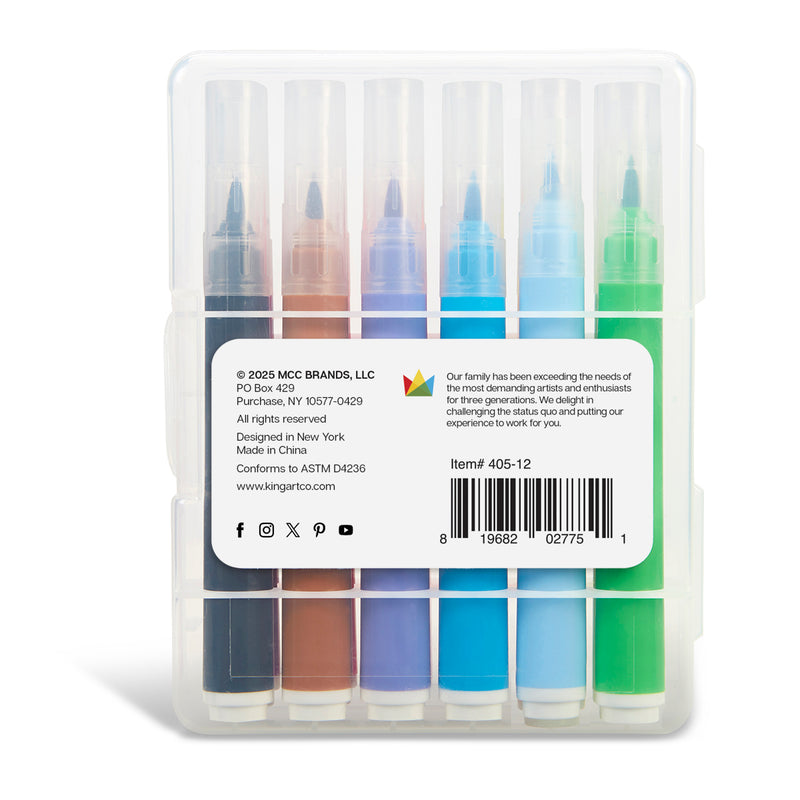 Brush Tip Markers 12 Colors - Studio - KINGART®
