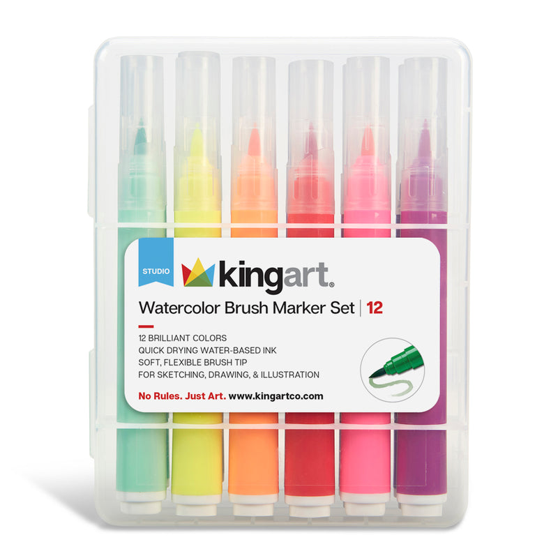 Brush Tip Markers 12 Colors - Studio - KINGART®