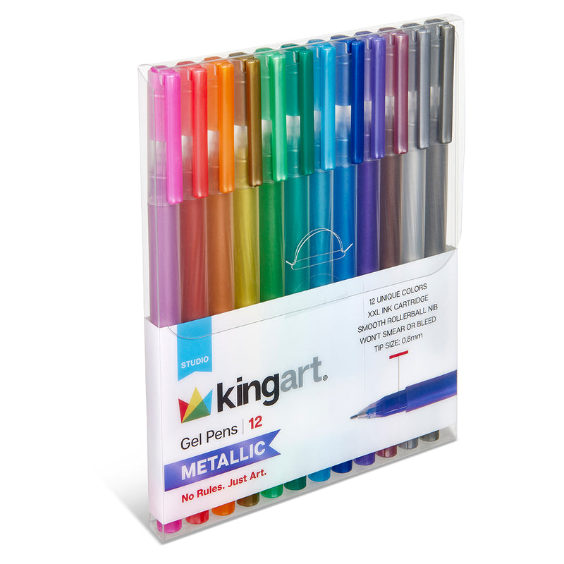 Gel Pens 12 Metallic Colors - Studio - KINGART
