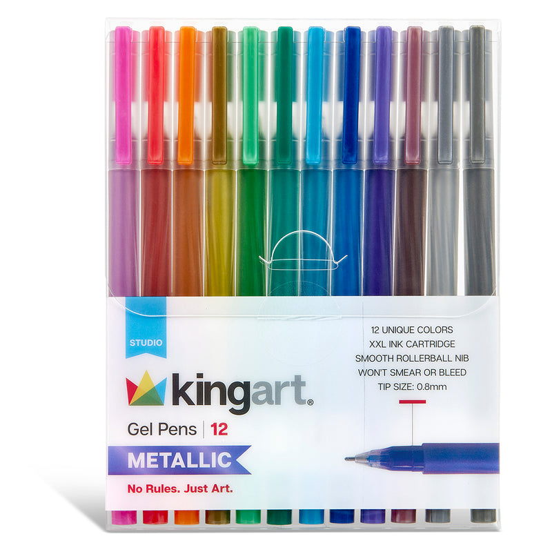 Gel Pens 12 Metallic Colors - Studio - KINGART