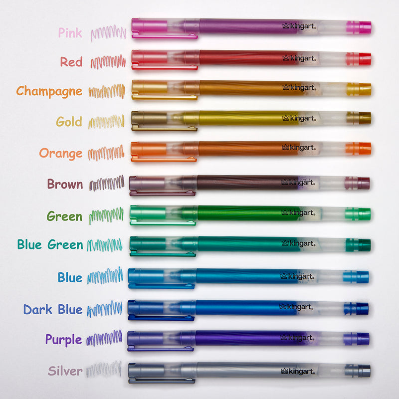 Gel Pens 12 Metallic Colors - Studio - KINGART