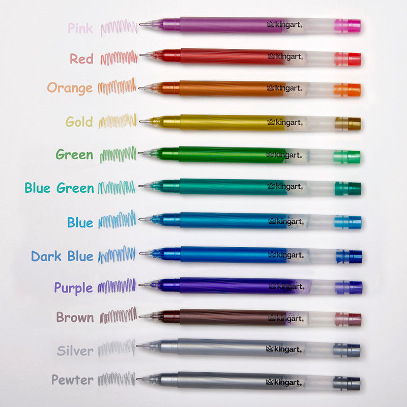 Gel Pens - 12 Metallic Colors - Studio - KINGART