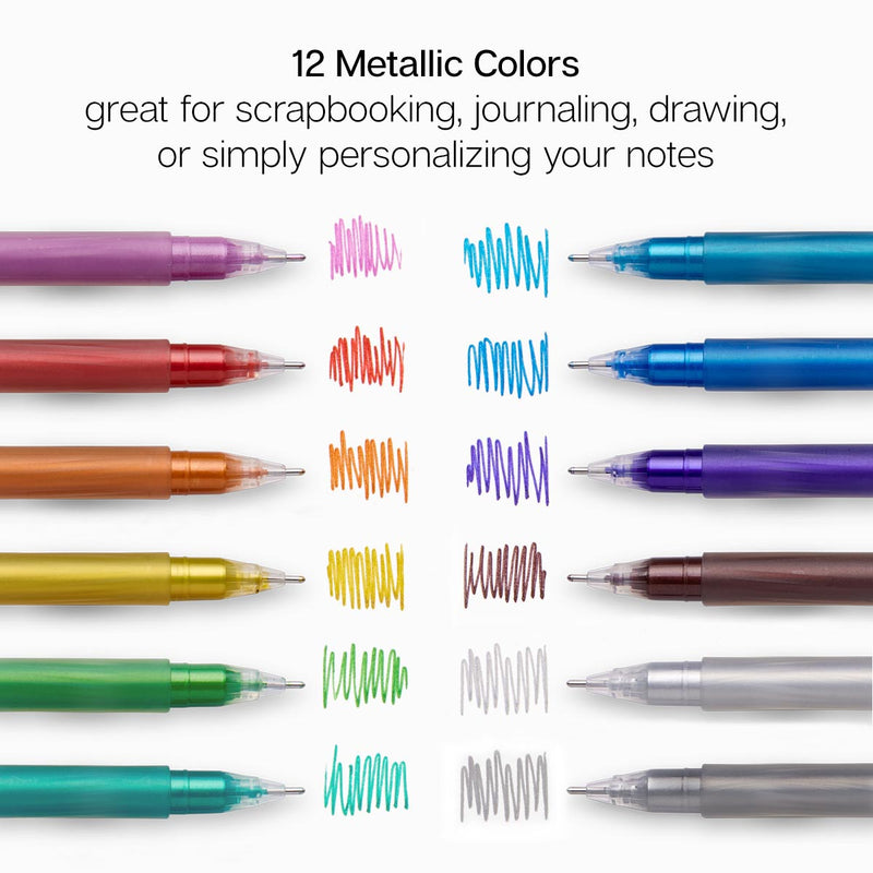 Gel Pens - 12 Metallic Colors - Studio - KINGART