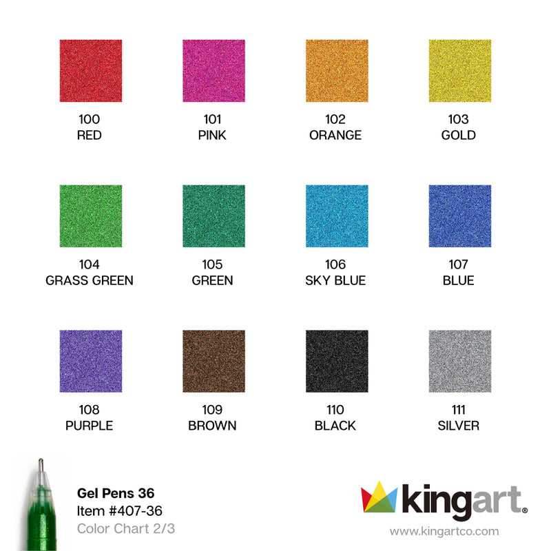 Gel Pens - Singles - Glitter, Metallic, Pastel - 36 Colors