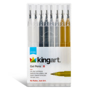 Gel Pens – Black, White, Gold & Silver - 8 Count - MARKERS & PENS - KINGART