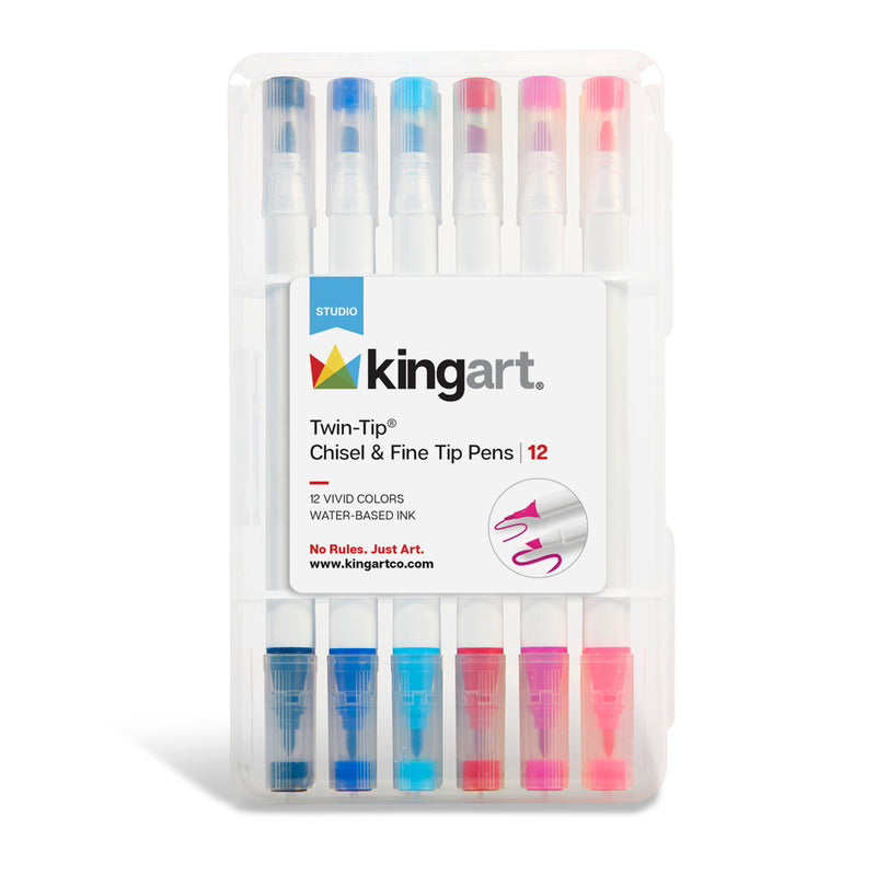 Twin-Tip™ Chisel & Fine Markers 12 Colors - Studio - KINGART