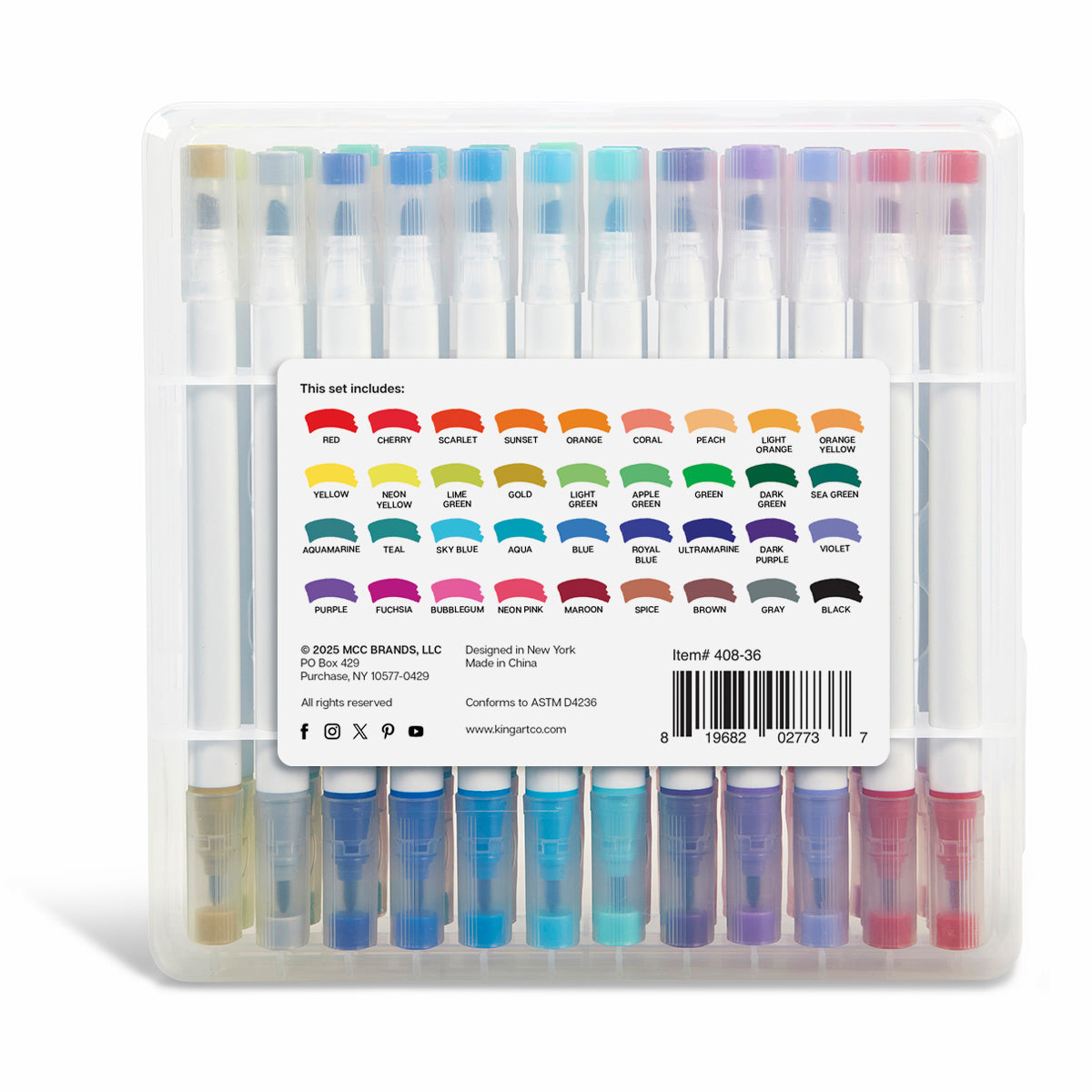 Twin-Tip™ Chisel & Fine Markers 36 Colors — KINGART