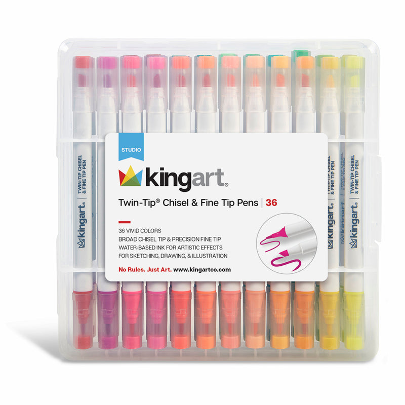 Twin-Tip™ Chisel & Fine Markers 36 Colors - Studio - KINGART®