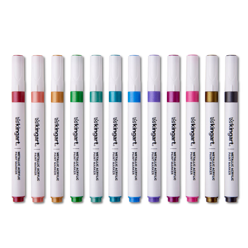 Acrylic Paint Markers Set – 24 Metallic Colors, 2mm Bullet Tip, Water-Based, Multi-Surface - MARKERS & PENS - KINGART