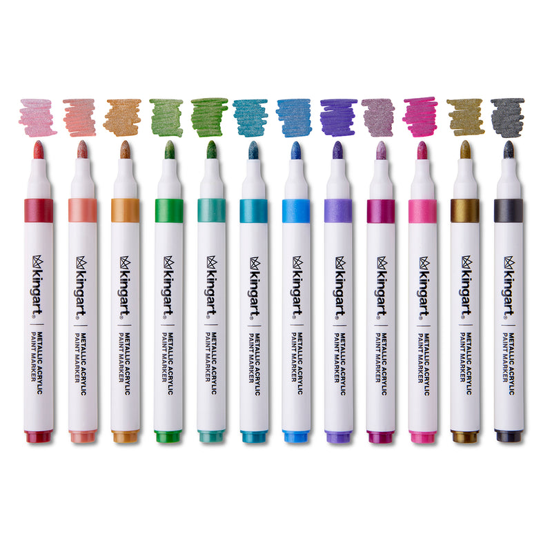 Acrylic Paint Markers Set – 24 Metallic Colors, 2mm Bullet Tip, Water-Based, Multi-Surface - MARKERS & PENS - KINGART