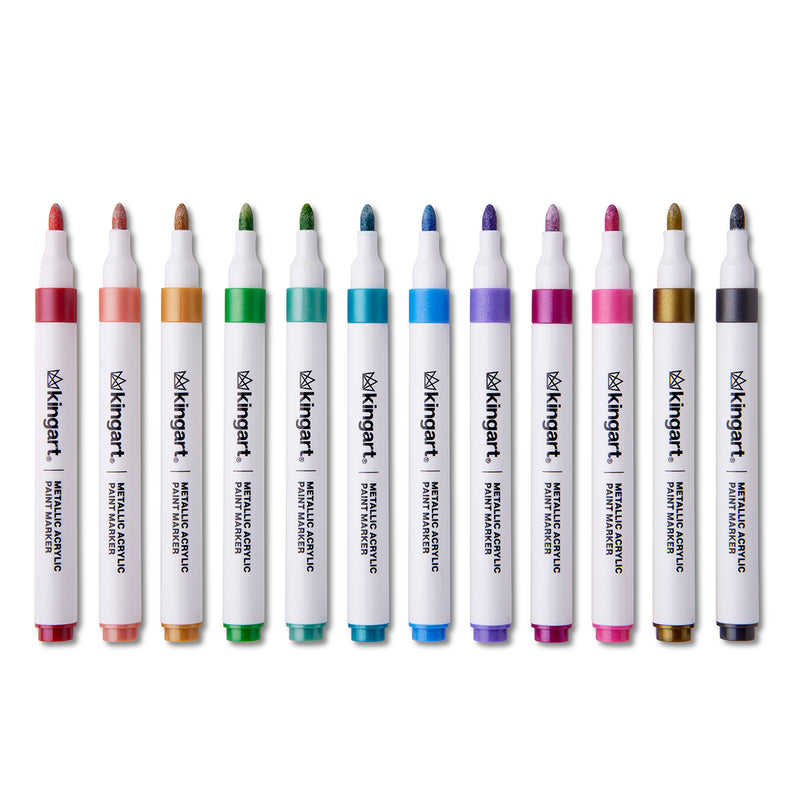 Acrylic Paint Markers Set – 24 Metallic Colors, 2mm Bullet Tip, Water-Based, Multi-Surface - MARKERS & PENS - KINGART