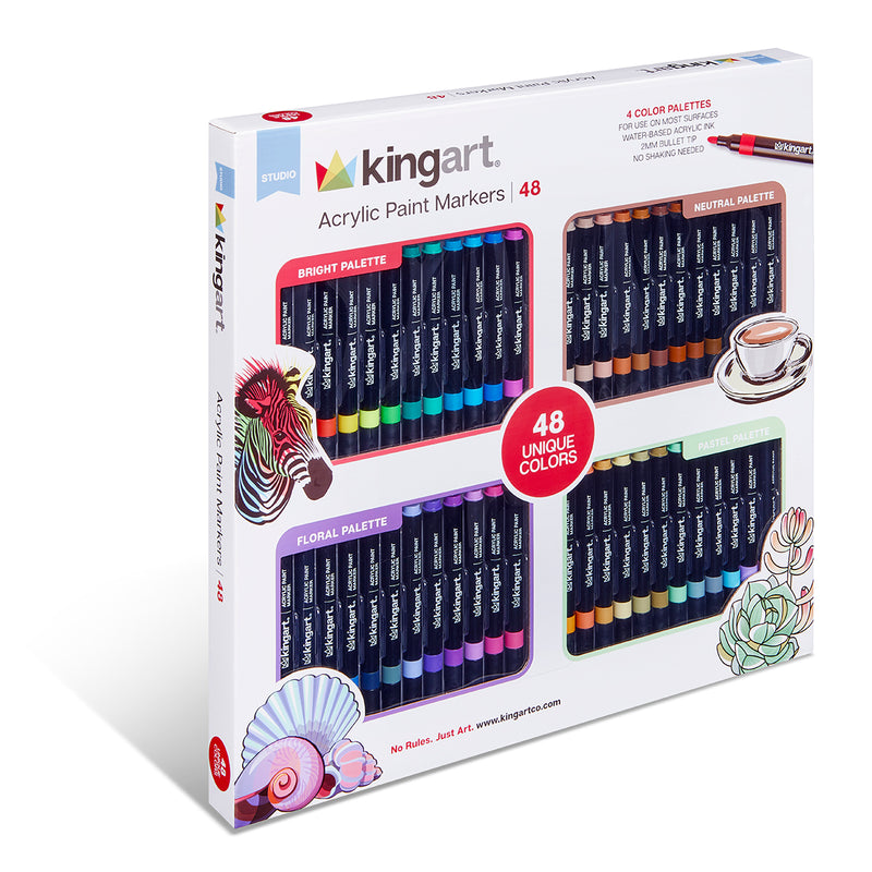 Studio Acrylic Paint Marker Set – 48 Colors - MARKERS & PENS - KINGART
