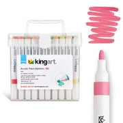 Acrylic Paint Markers Set – 60 Colors, 2mm Bullet Tip, Water-Based, Storage Case Included - PAINTS, PASTELS, GEL STICKS - KINGART