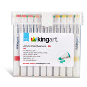 Acrylic Paint Markers Set – 60 Colors, 2mm Bullet Tip, Water-Based, Storage Case Included - PAINTS, PASTELS, GEL STICKS - KINGART