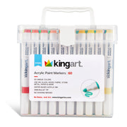 Acrylic Paint Markers Set – 60 Colors, 2mm Bullet Tip, Water-Based, Storage Case Included - PAINTS, PASTELS, GEL STICKS - KINGART