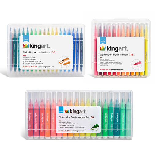 Watercolor Brush Marker Bundle – Twin-Tip + Brush Markers (108 Colors) -  - KINGART